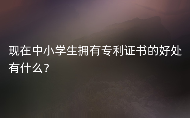 现在中小学生拥有专利证书的好处有什么？