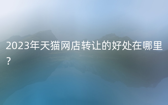 2023年天猫网店转让的好处在哪里？