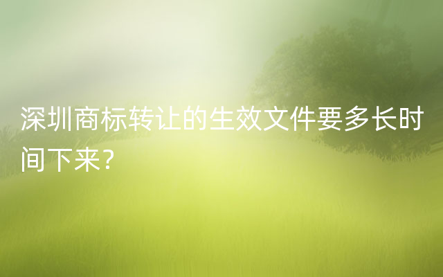 深圳商标转让的生效文件要多长时间下来？